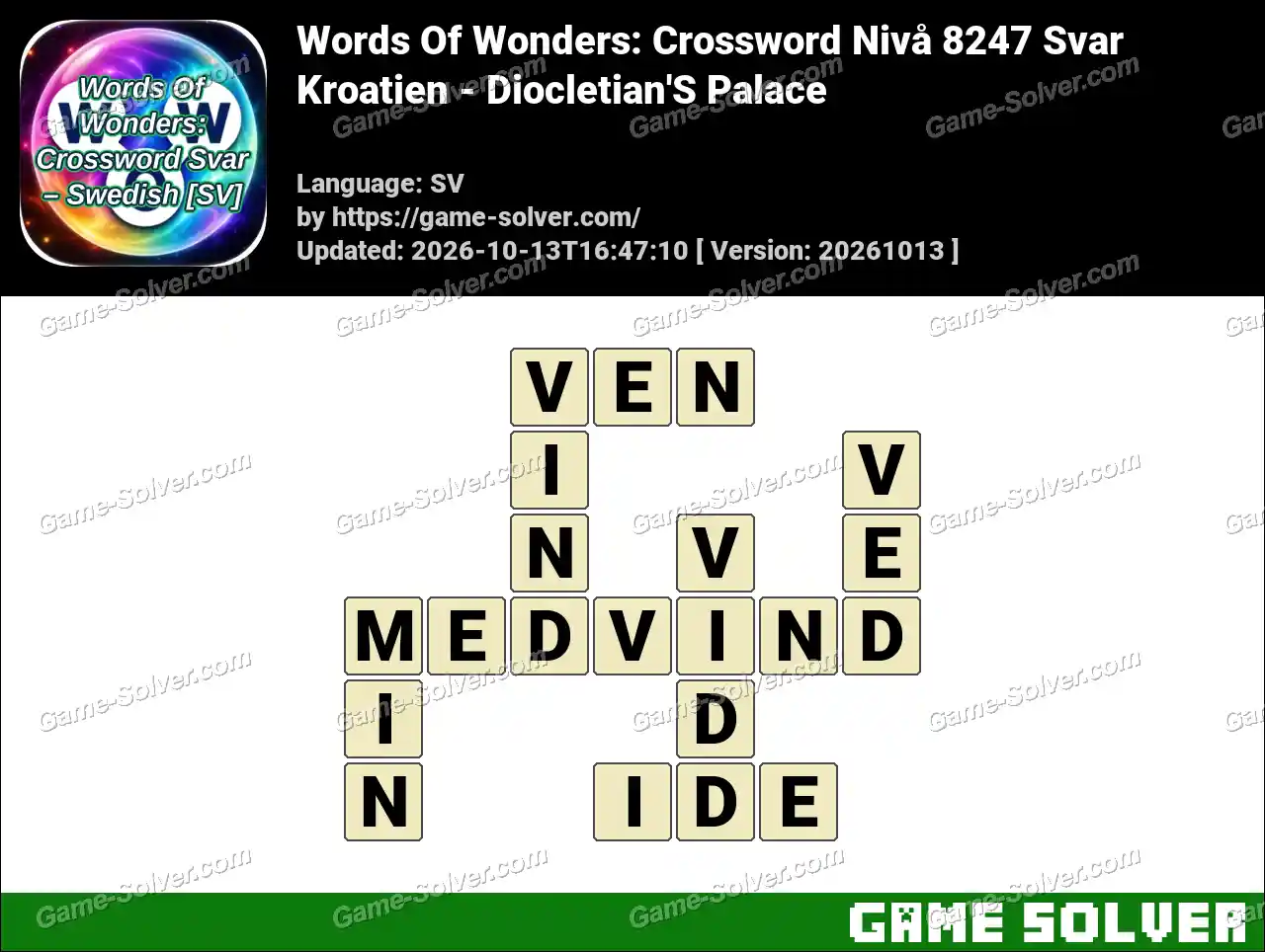 Words Of Wonders: Crossword Nivå 8247 Svar – Kroatien – Diocletian’S Palace